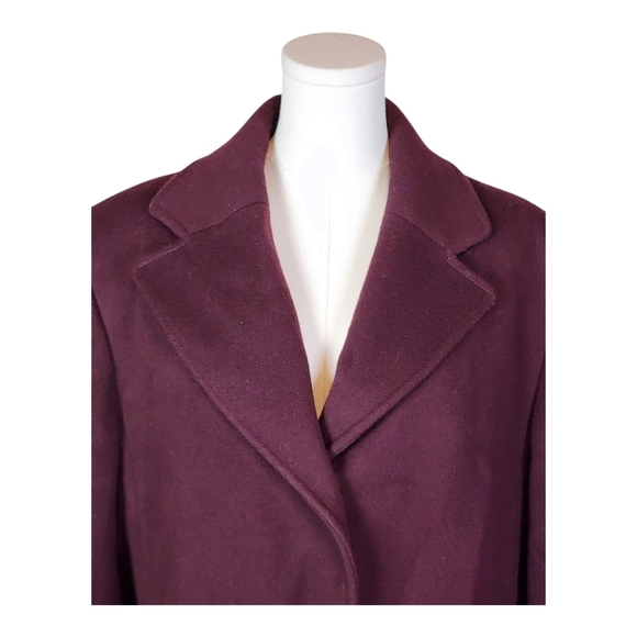 SOLD Vintage 80s Bromley Wool Coat Long Burgundy Overcoat Made in USA Size 18 - Picture 4 of 13